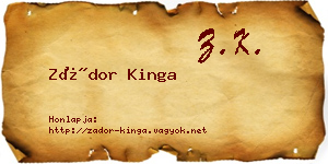 Zádor Kinga névjegykártya